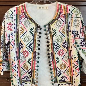 Cute embroidered jacket bought in Nantucket at boutique, great condition.